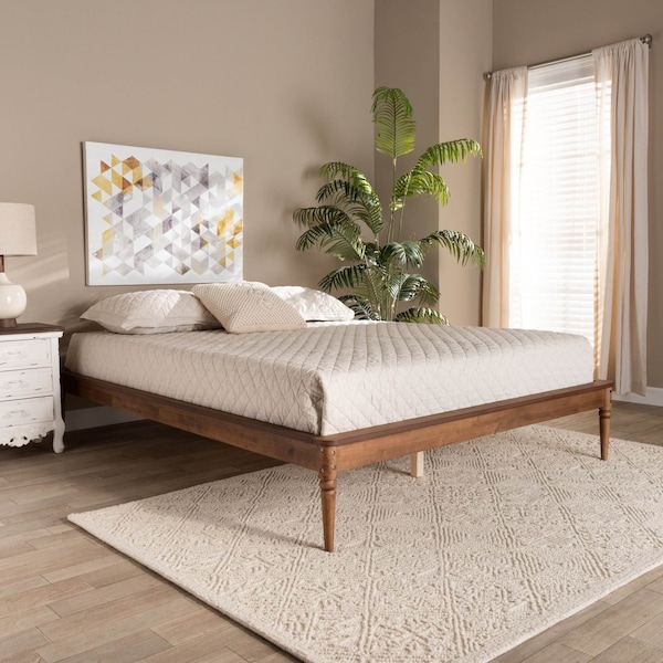Baxton Studio Tallis Traditional Walnut Brown Finished Wood Full Size Bed Frame - 194-11513-ZORO