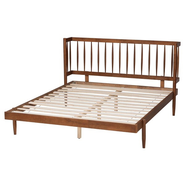 Baxton Studio Calderon Retro-Modern Walnut Brown Finished Wood Queen Size Platform Bed - 245-13440-ZORO
