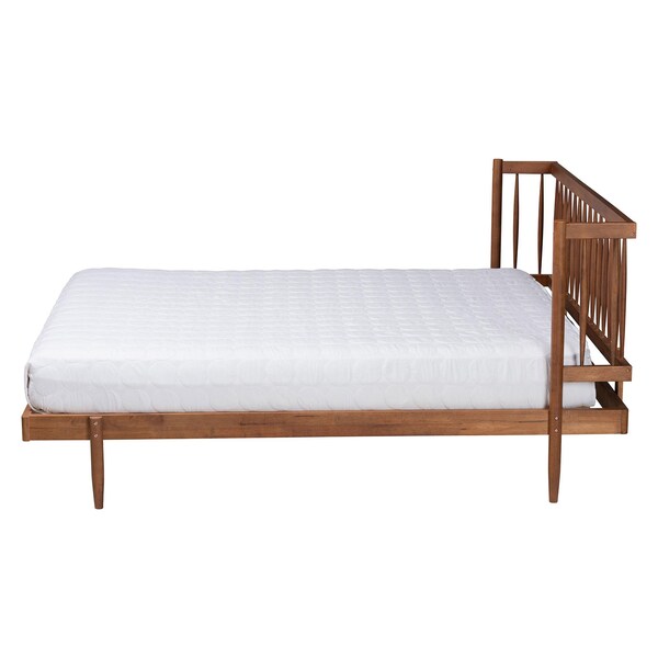 Baxton Studio Calderon Retro-Modern Walnut Brown Finished Wood Queen Size Platform Bed - 245-13440-ZORO