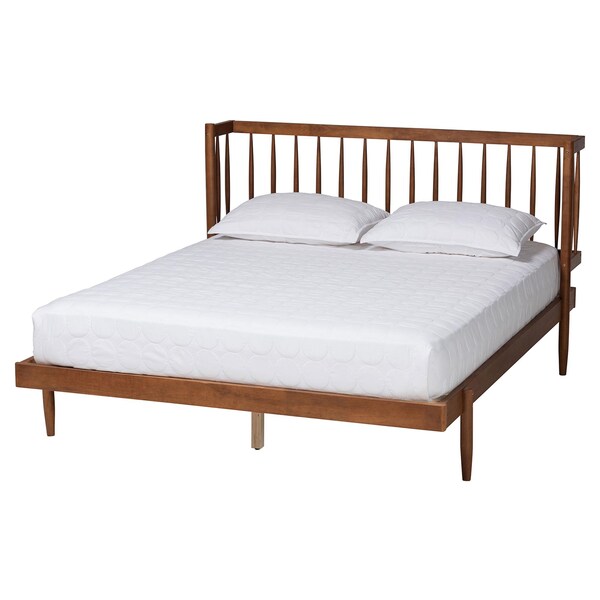 Baxton Studio Calderon Retro-Modern Walnut Brown Finished Wood Queen Size Platform Bed - 245-13440-ZORO