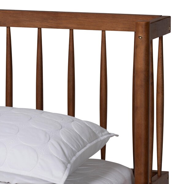 Baxton Studio Calderon Retro-Modern Walnut Brown Finished Wood Queen Size Platform Bed - 245-13440-ZORO