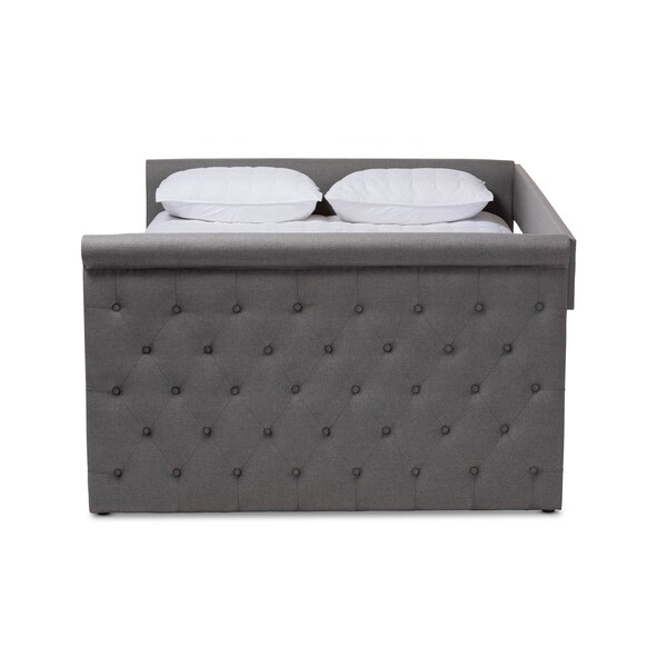 Baxton Studio Alena Grey Upholstered Queen Size Daybed with Trundle - 147-8728