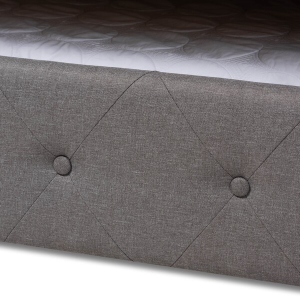 Baxton Studio Alena Grey Upholstered Queen Size Daybed with Trundle - 147-8728