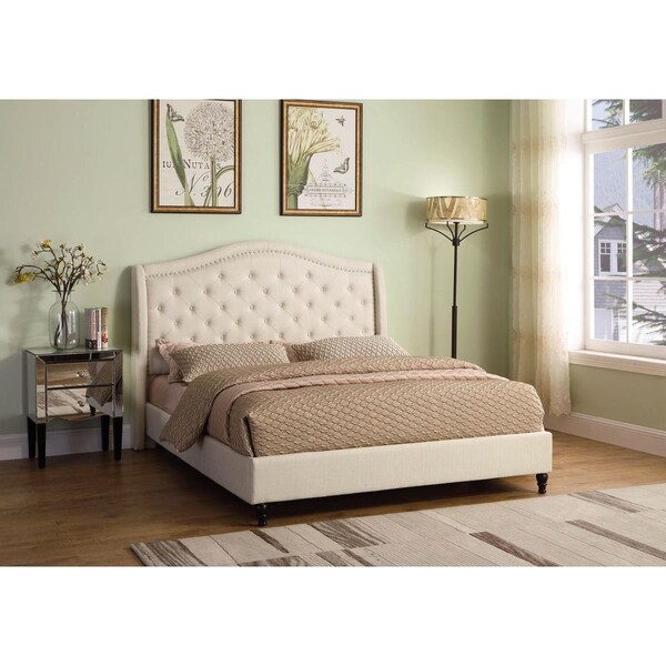 Kd Gabinetes Myrick Upholstered Tufted Platform Queen Bed, Black - KD2207293