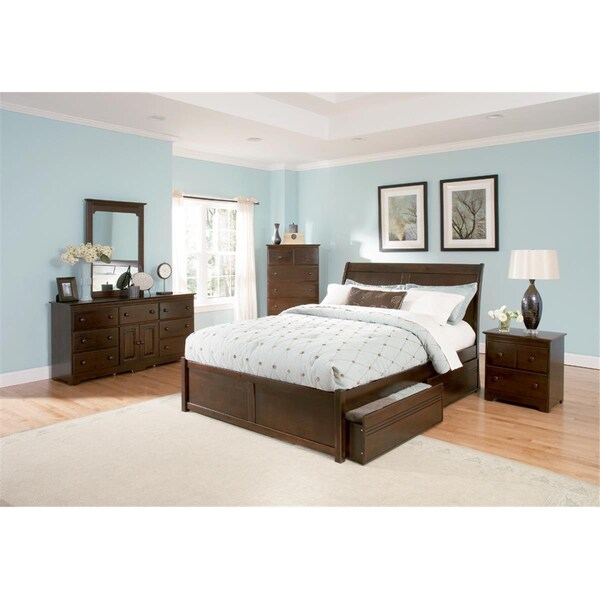 Atlantic Furniture Bordeaux Flat Panel Footboard - Antique Walnut, Queen Size - AP9242004