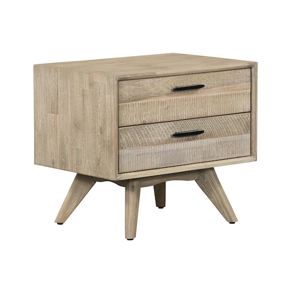 Armen Living Baly 3 Piece Acacia King Platform Bed and Nightstands Bedroom Set - SETLFBDGRKG3A