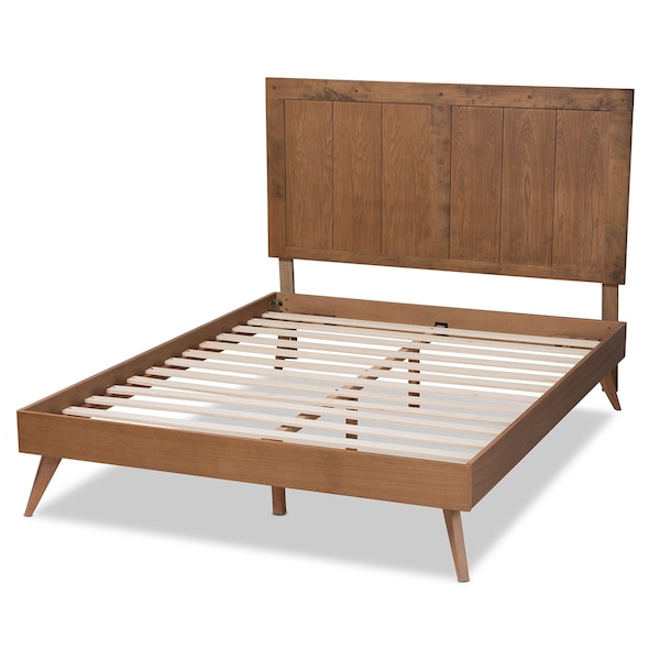 Baxton Studio Amira Mid-Century Modern Transitional Ash Walnut Finished Wood King Size Platform Bed - 180-11157-9409-ZORO