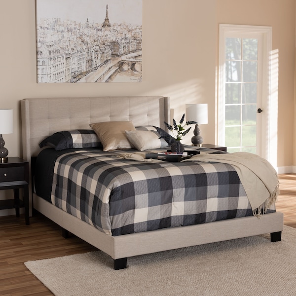 Baxton Studio Lisette Modern Beige Upholstered Queen Size Bed - 150-8851