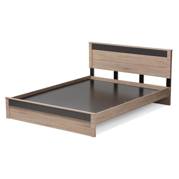 Baxton Studio Jamie Modern Two-Tone Oak and Grey Wood Queen Size Platform Bed - 138-7709