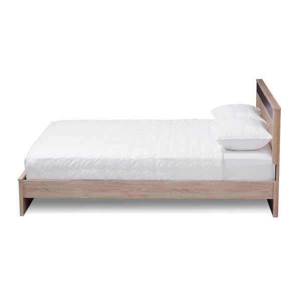 Baxton Studio Jamie Modern Two-Tone Oak and Grey Wood Queen Size Platform Bed - 138-7709