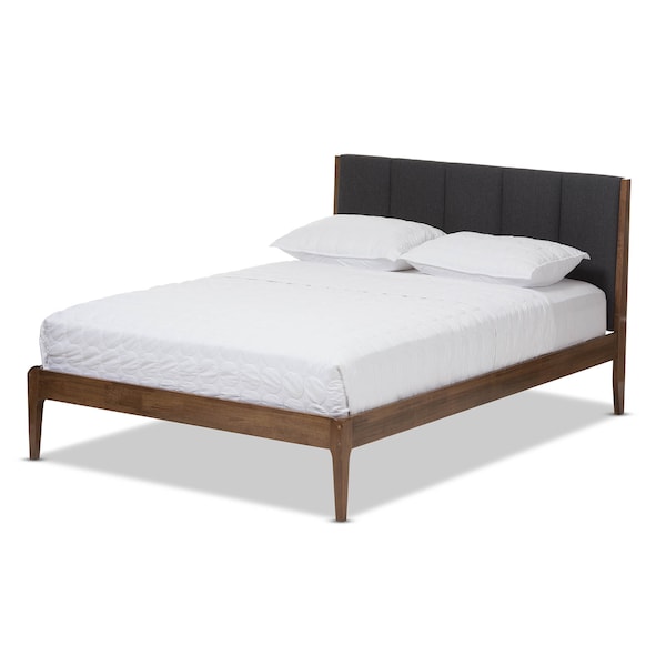 Baxton Studio Ember Dark Grey and Brown Finish Wood King Size Platform Bed - 135-7389