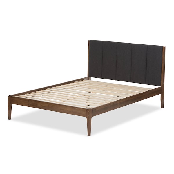 Baxton Studio Ember Dark Grey and Brown Finish Wood King Size Platform Bed - 135-7389
