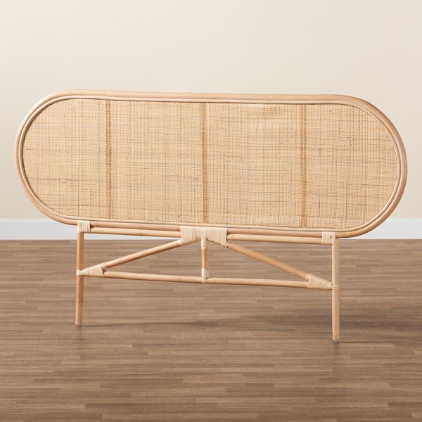 Baxton Studio Reegan Modern Bohemian Natural Brown Rattan Queen Size Standalone Headboard - 232-13158-ZORO