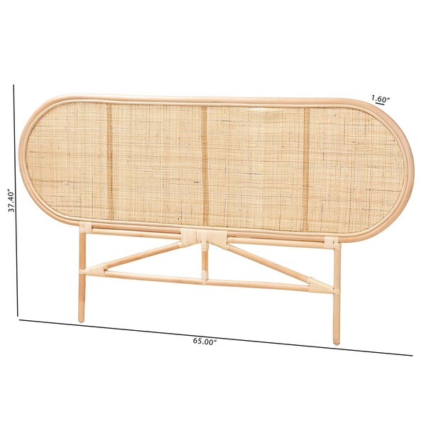 Baxton Studio Reegan Modern Bohemian Natural Brown Rattan Queen Size Standalone Headboard - 232-13158-ZORO