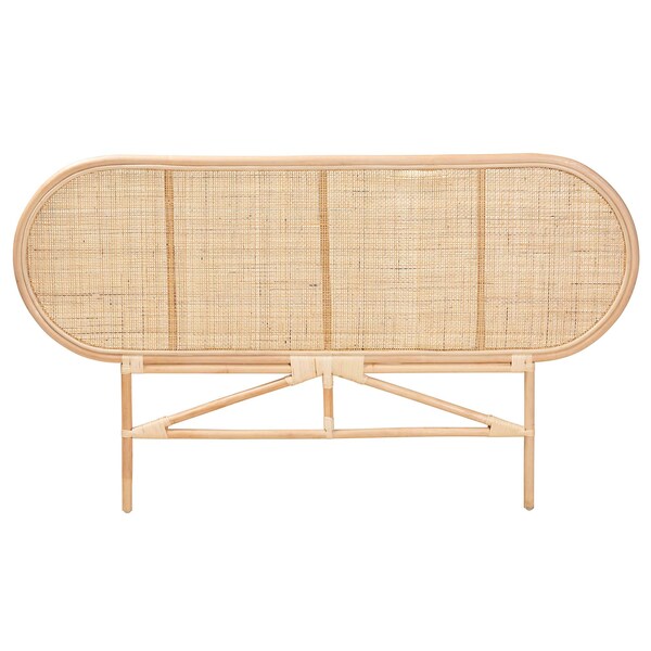 Baxton Studio Reegan Modern Bohemian Natural Brown Rattan Queen Size Standalone Headboard - 232-13158-ZORO