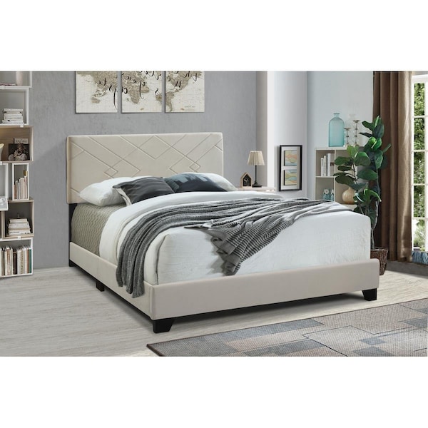Progressive Furniture All-in-One Upholstered Bed, Cream - Queen Size - U390-25