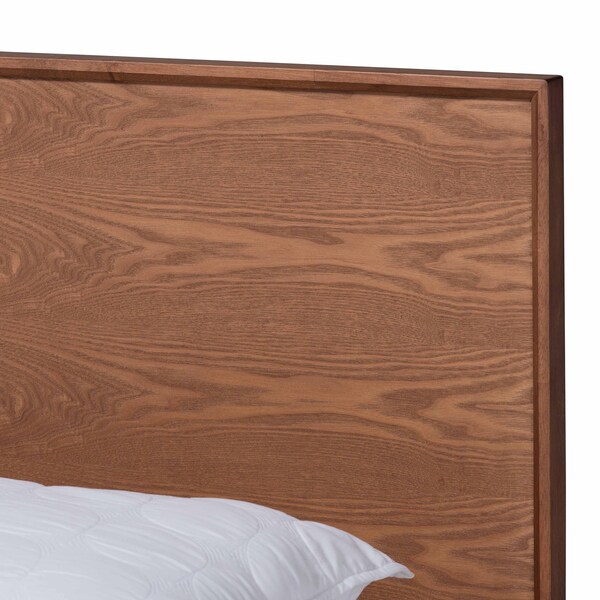 Baxton Studio Melora Mid-Century Modern Walnut Brown Finished Wood and Rattan Queen Size 3-Piece Bedroom Set - 241-9802-9803-11298-ZORO