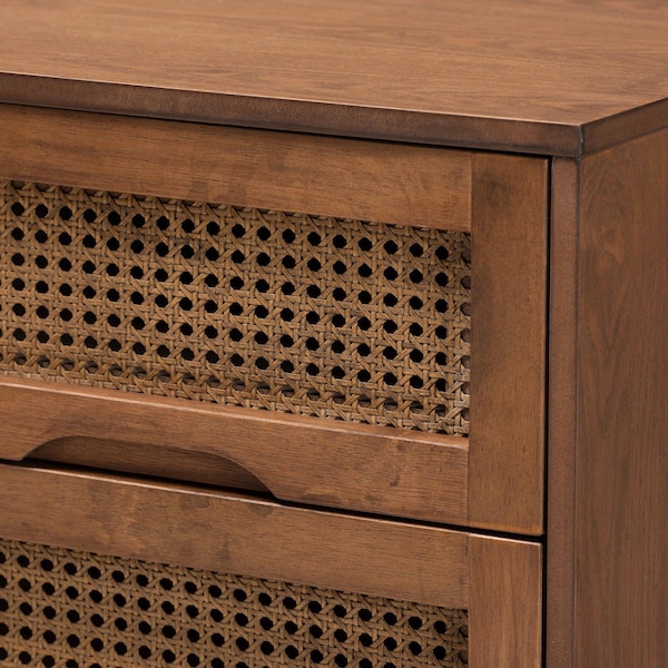 Baxton Studio Demeter Mid-Century Modern Walnut Brown Finished Wood Full Size 3-Piece Bedroom Set - 242-9407-9428-11298-11298-ZORO
