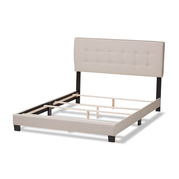 Baxton Studio Audrey Modern Light Beige Upholstered Queen Size Bed - 146-8234
