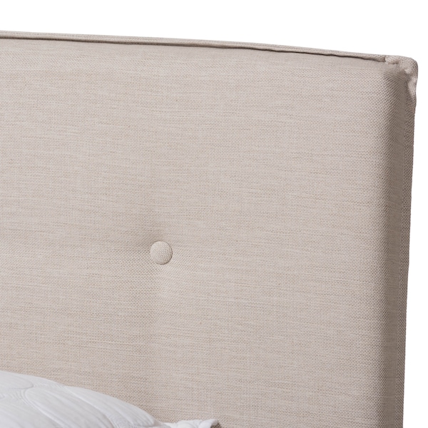 Baxton Studio Audrey Modern Light Beige Upholstered Queen Size Bed - 146-8234