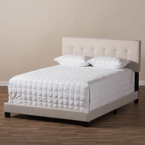 Baxton Studio Audrey Modern Light Beige Upholstered Queen Size Bed - 146-8234