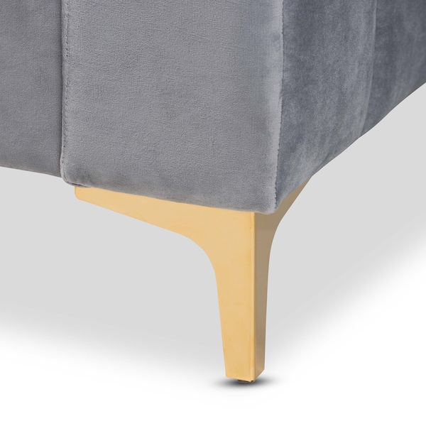 Baxton Studio Oksana Modern Glam and Luxe Light Grey Velvet Fabric and Gold Finished Queen Size Daybed - 174-10983-ZORO