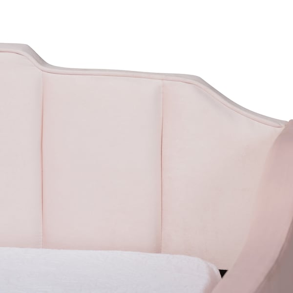 Baxton Studio Lennon Modern and Contemporary Pink Velvet Fabric Full Size Daybed with Trundle - 186-11473-ZORO