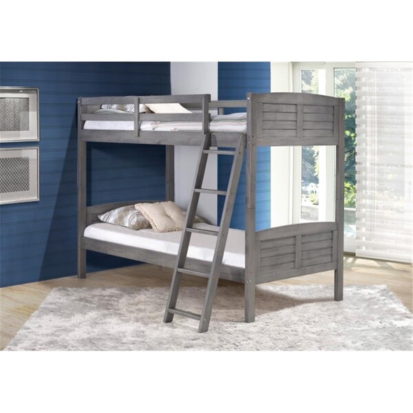 Fixturesfirst PD-2010TTAG Twin over Twin Louver Bunk Bed in Antique Grey - FI678431