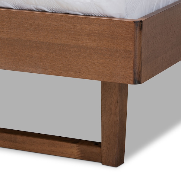 Baxton Studio Natalia Dark Grey Upholstered and Walnut Wood Full Size Platform Bed - 167-9410-9437