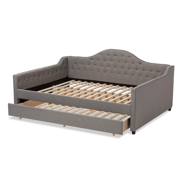 Baxton Studio Eliza Grey Upholstered Full Size Daybed with Trundle - 147-8716