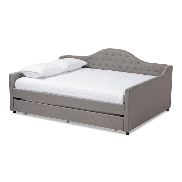 Baxton Studio Eliza Grey Upholstered Full Size Daybed with Trundle - 147-8716