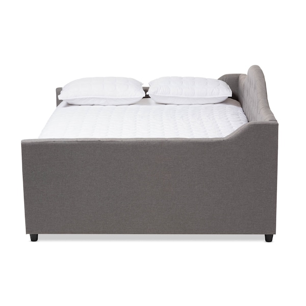 Baxton Studio Eliza Grey Upholstered Full Size Daybed with Trundle - 147-8716
