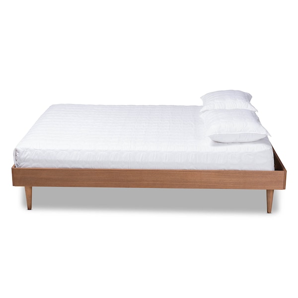 Baxton Studio Rina Mid-Century Ash Walnut Finished King Size Wood Bed Frame - 159-9816