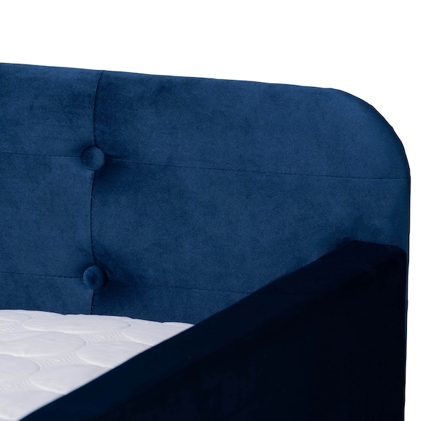Baxton Studio Jona Blue Velvet and Button Tufted Full Size Daybed with Trundle - 169-10846