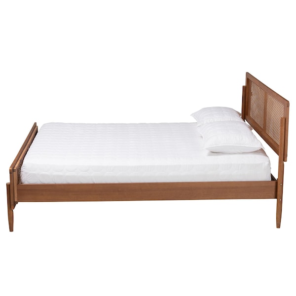 Baxton Studio Gardwin Mid-Century Modern Ash Walnut Finished Wood Queen Size Platform Bed - 235-12777-ZORO