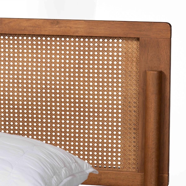 Baxton Studio Gardwin Mid-Century Modern Ash Walnut Finished Wood Queen Size Platform Bed - 235-12777-ZORO
