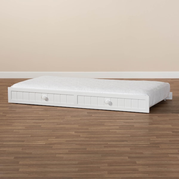 Baxton Studio Neves White Finished Wood Twin Size Trundle - 158-9658