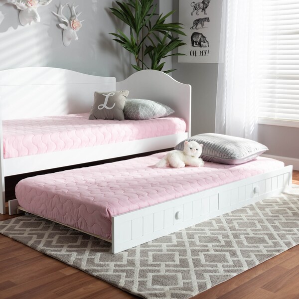 Baxton Studio Neves White Finished Wood Twin Size Trundle - 158-9658