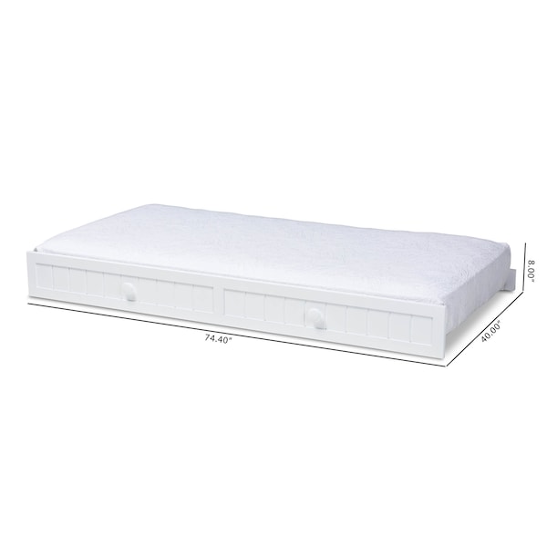 Baxton Studio Neves White Finished Wood Twin Size Trundle - 158-9658