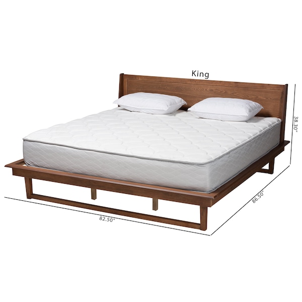 Baxton Studio Macayle Mid-Century Modern Ash Walnut Finished Wood Queen Size Platform Bed - 227-12429-ZORO