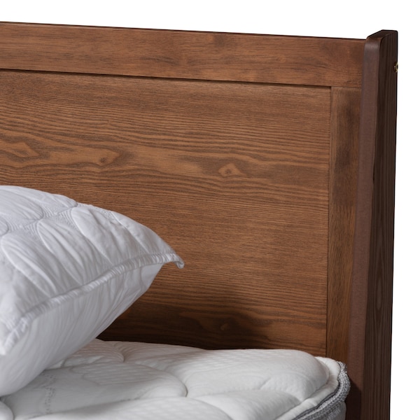 Baxton Studio Macayle Mid-Century Modern Ash Walnut Finished Wood Queen Size Platform Bed - 227-12429-ZORO
