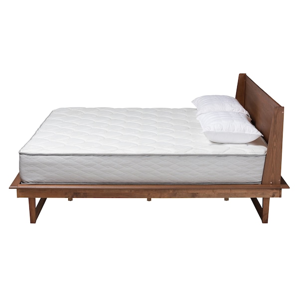 Baxton Studio Macayle Mid-Century Modern Ash Walnut Finished Wood Queen Size Platform Bed - 227-12429-ZORO