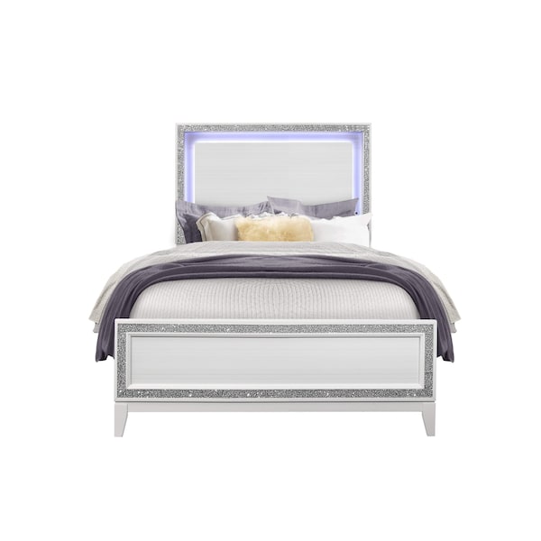 Global Furniture Usa Transitional Glam  Lily White Full Bed Group - 3880
