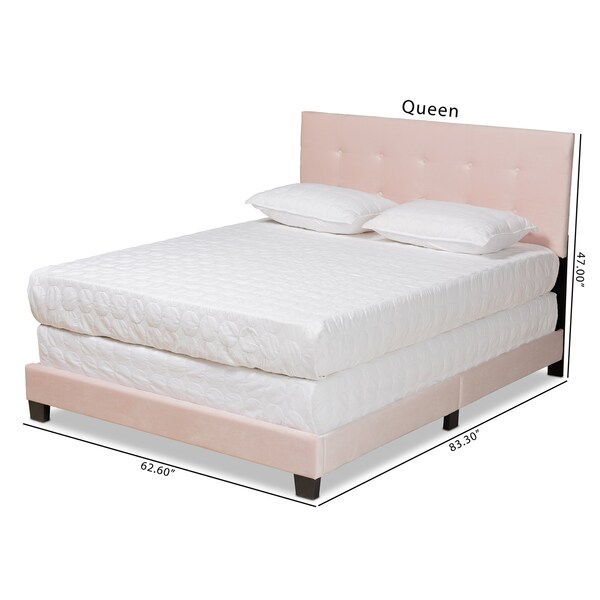 Baxton Studio Caprice Modern and Contemporary Glam Light Pink Velvet Fabric Queen Size Panel Bed - 183-11255-ZORO