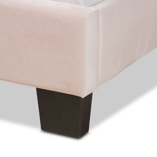 Baxton Studio Caprice Modern and Contemporary Glam Light Pink Velvet Fabric Queen Size Panel Bed - 183-11255-ZORO