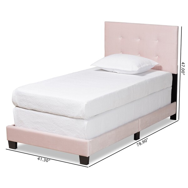 Baxton Studio Caprice Modern and Contemporary Glam Light Pink Velvet Fabric Twin Size Panel Bed - 183-11253-ZORO