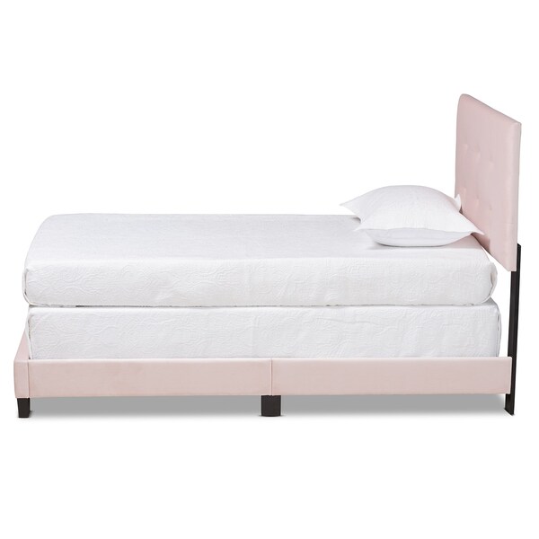Baxton Studio Caprice Modern and Contemporary Glam Light Pink Velvet Fabric Twin Size Panel Bed - 183-11253-ZORO