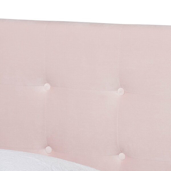 Baxton Studio Caprice Modern and Contemporary Glam Light Pink Velvet Fabric Twin Size Panel Bed - 183-11253-ZORO