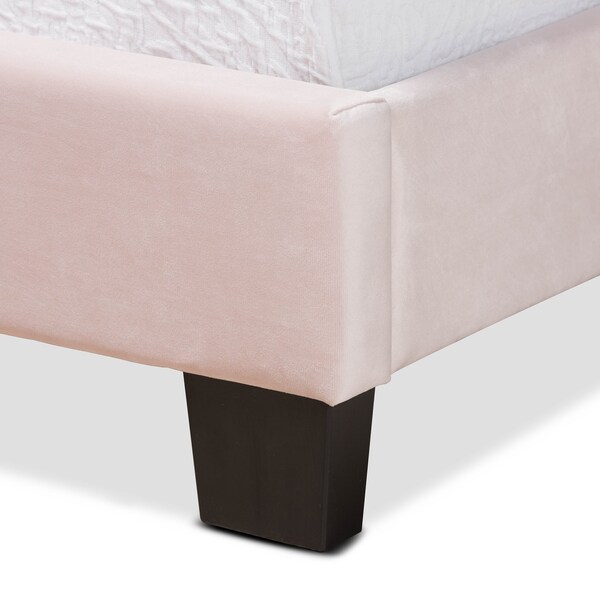 Baxton Studio Caprice Modern and Contemporary Glam Light Pink Velvet Fabric Twin Size Panel Bed - 183-11253-ZORO