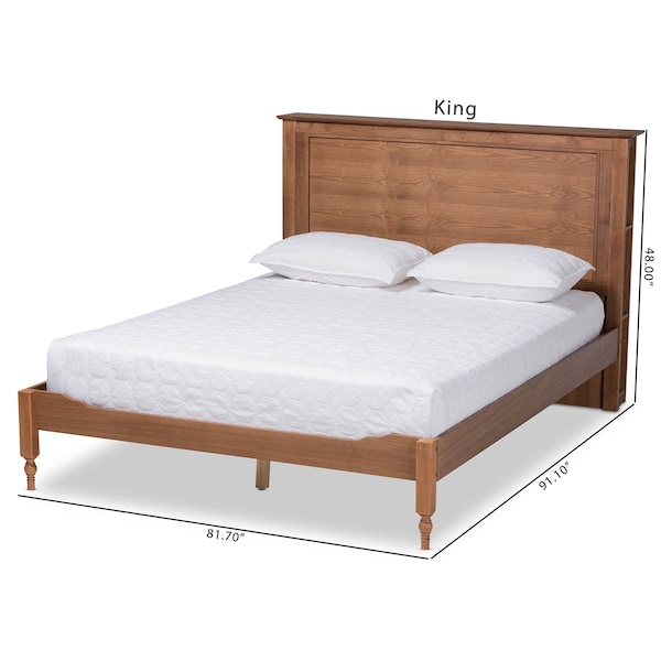 Baxton Studio Danielle Wood King Size Platform Storage Bed with Built-In Shelves - 164-10664